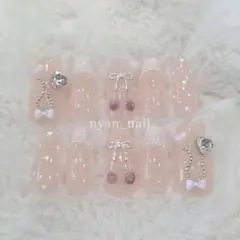 ネイルチップ さくらんぼネイル フレンチネイル 韓国 ちゅるん ドット