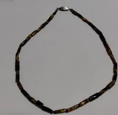 タイガーアイ ネックレス 筒型 虎目石 パワーストーン 金運