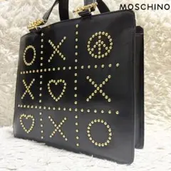 激レア✨モスキーノ　トートバッグ　スタッズ　ハート　ゴールド　黒　キラキラ