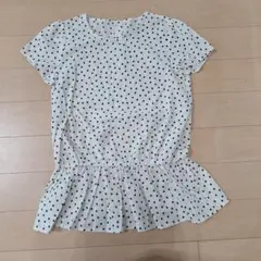 ドット柄 半袖ブラウス ペプラムデザイン　Sサイズのサムネイル