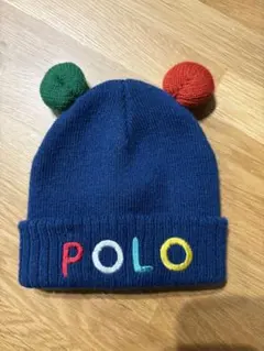 POLO ボンボン付きネイビー帽子 46〜50cm