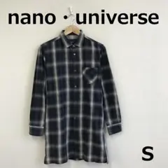 A0219A04【nano・universe】チェック柄ひざ丈ワンピース