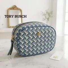 TORY BURCH トリーバーチ タイル T コスメティックポーチ 水色