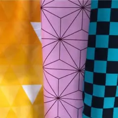 市松 麻の葉 鱗 3枚 生地 110×30cm 鬼滅の刃 炭治郎