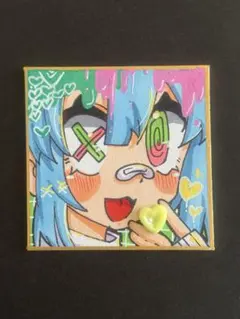 オリジナル　手描きイラスト 原画 一点物 コピック 女の子　　色紙小