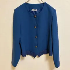 美品✨　ノーカラー　ジャケット 刺繍　レース フォーマル　スーツ　アウター