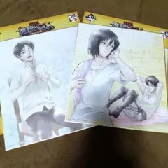 【貴重✨】進撃の巨人 エレン ミカサ 色紙 色コレ 調査兵団報告 一番くじ