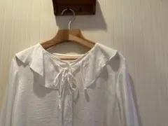 【Samansa Mos2 blue】フリル襟ブラウス