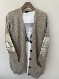 roberto collina カーディガン レザーエルボーパッチ