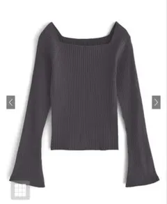 GRL スクエアネックフレアスリーブリブニットトップス