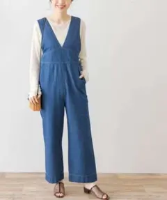 アーバンリサーチサニーレーベル　デニムVネックオールインワン　オールインワン