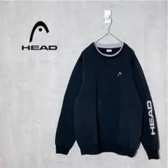 HEAD　スウェットトレーナー　裏起毛　袖ロゴ　スポーツ　カジュアル　L　黒のサムネイル