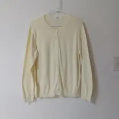 大きいサイズ/ユニクロ UVカットクルーネックカーディガン長袖イエロー