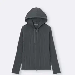 GU ジーユー　リブニットダブルジップパーカー