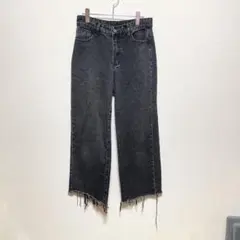 SHEIN ブラックデニムパンツ M レディース カットオフ フリンジ