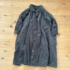 コーデュロイ 七分袖　ワンピース ダークグレー　90 羽織り　シャツワンピース