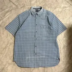 【GAP】00s 半袖チェックシャツ L ボタンダウン ブルーのサムネイル