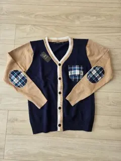 ★期間限定値引き★新品·未使用 カーディガン ネイビー ベージュ チェック柄