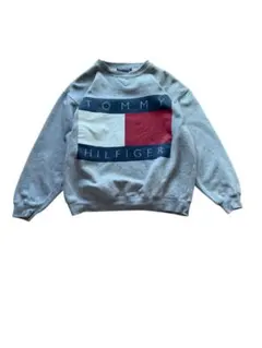 90s TOMMY HILFIGER デカロゴ グレー スウェット