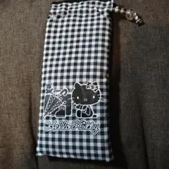 ハローキティ 折りたたみ傘 ケース マイクロファイバー チェック柄傘入れ