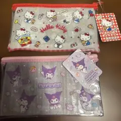 ハローキティ クロミ クリアポーチワイド 2点セット