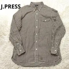 美品　J.PRESS　ジェイプレス　ギンガム　チェック　シャツ　長袖　ブラウン