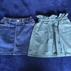 ユニクロ　120 スカート　2枚　デニムスカート 　カーキ　ストレッチ