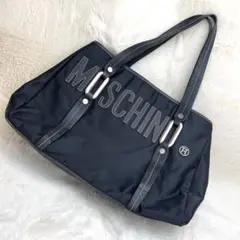 美品　MOSCHINO モスキーノ　ロゴ トートバッグ　ブラック　レザー