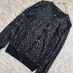 UNITED ARROWS レオパード柄ニットカーディガン ブラック