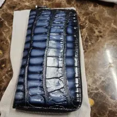 ネイビー クロコダイル　長財布