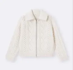 GU ケーブルニットブルゾン ナチュラル 3XL