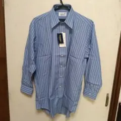 incentive 形態安定ブルー系ストライプ 長袖シャツ