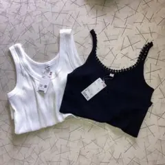 新品ユニクロカップなしタンクトップ2枚組
