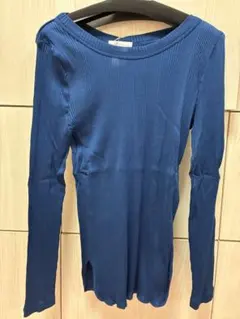 匿名送料込　新品●ヤマダヤ　Aga アーガ　ランダムリブ　長袖トップス　ブルー