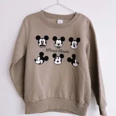 【新品】ミッキー裏起毛トレーナー　120cm ベージュ　ディズニー