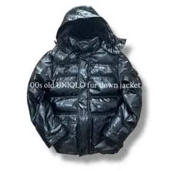 00s old UNIQLO fur down jacket y2k tech