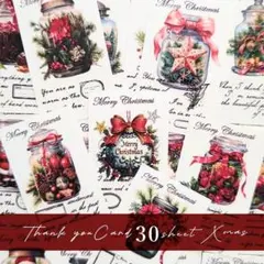 ＊Xmasデザインのサンキューカード30枚(Xmas⑤Mix)＊サンクスカード