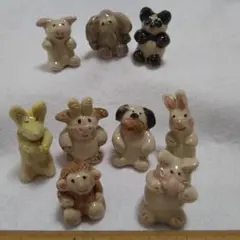 陶器製動物9個置物セット