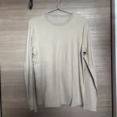 未使用タグなし☆ユニクロ　ソフトリブクルーネックT ベージュ　XL レディース