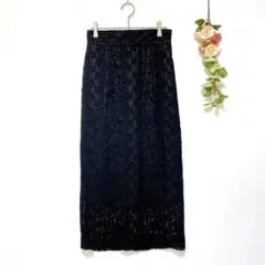 未使用✨【ミスティウーマン】総レース ロングスカート スリット 黒（F）