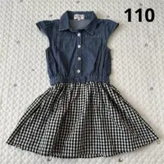 【6372】マザウェイズ　ノースリーブ　ワンピース　110cm デニムチェック