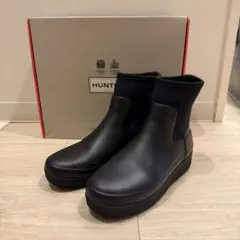 HUNTER ブラック レインブーツ ショート