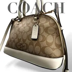 【良品】コーチ　2way ショルダーバッグ　ハンド　シグネチャー　馬車金具PVC