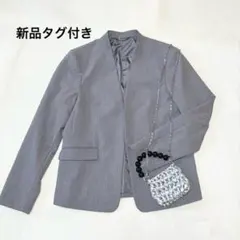 新品✨GU ノーカラージャケット グレー Lタグ付き