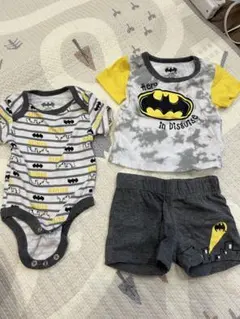 【3点セット】バッドマン　ベビーロンパース　半袖　セパレート60サイズ