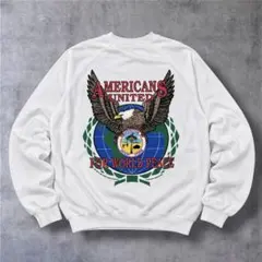 【90s USA製 XL】Hanes 両面プリント スウェット イーグル 白