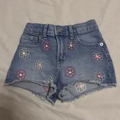 baby GAP 花柄刺繍　デニムショートパンツ　110