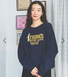 ニコアンド　アニマル&3Dモチーフプルオーバー　ネイビー