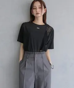 26ss 未使用 &ｇ'aime シアー レース トップス メッシュ Tシャツのサムネイル