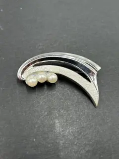 MIKIMOTO ミキモト パール サークル ブローチ ボタニカル シルバー
